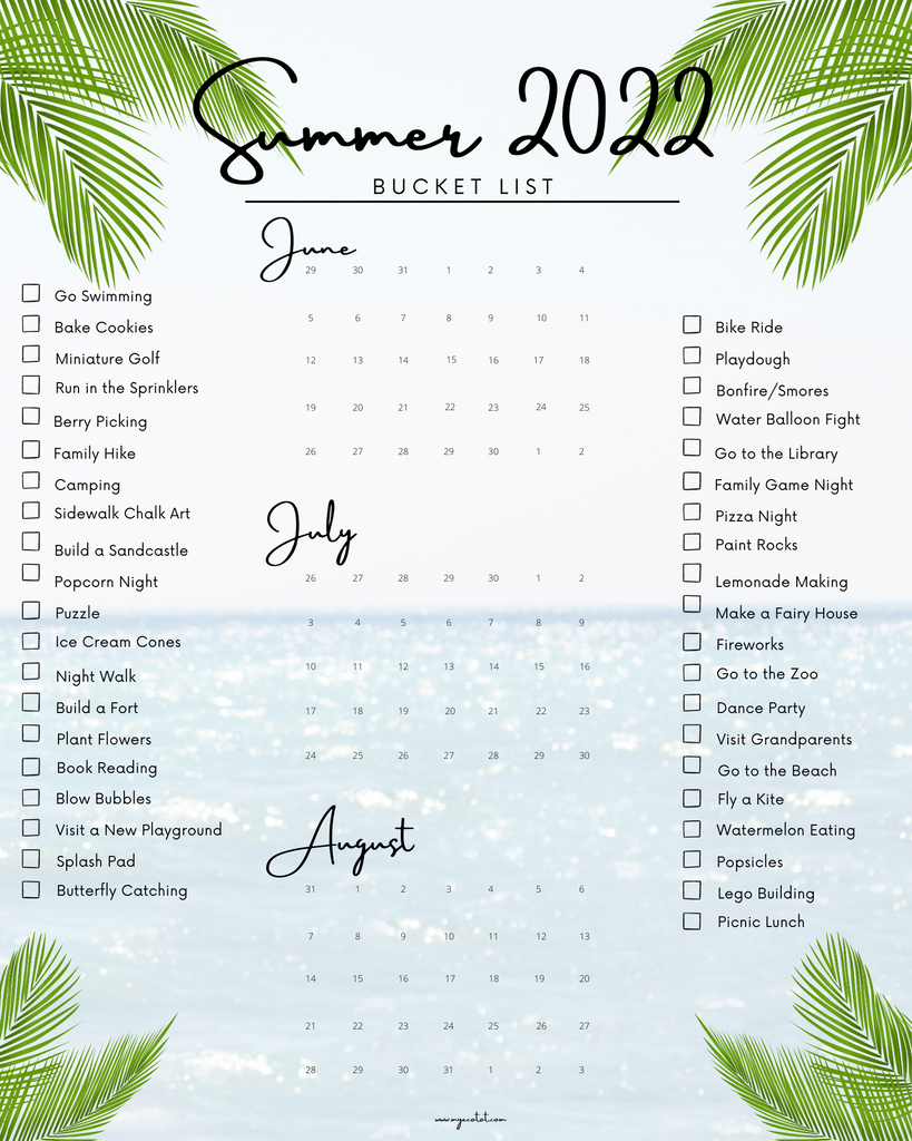 Summer '22 Bucket List - Digital Download